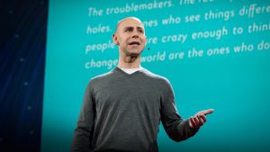 Adam Grant presenting his TED talk on the surprising habits of original thinkers