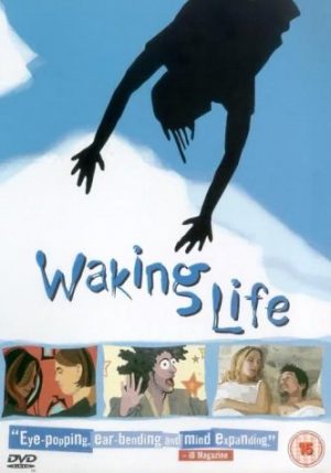 The cover of the DVD for Waking Life, an exploration of the boundary between sleep and being awake