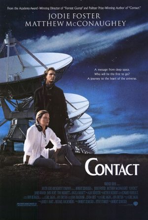 The cover of the DVD for Contact, the film adaptation of Carl Sagan's book on humanity's first contact with extraterrestrials